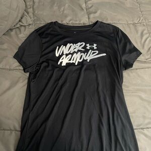 Under Armour Black Tee with White Script Logo